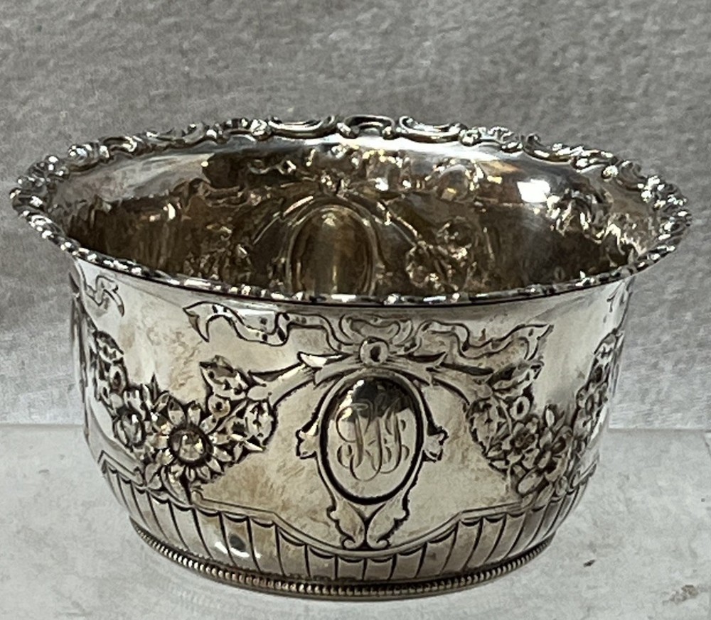 Gorham Sterling Floral Garland Candy Dish Monogram