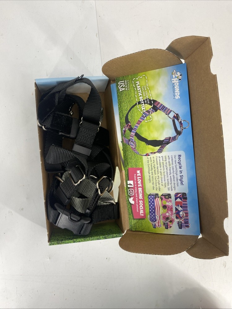 2 Hounds Design Freedom No Pull Dog BLACK Harness & Leash MEDIUM - 1" Width -New