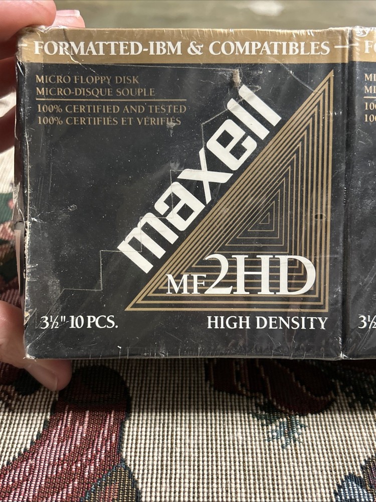 2-Maxell MF2HD 3.5" Micro Floppy Disks High Density Double Sided 10-Pack