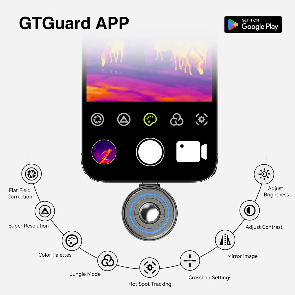AI 512×384 50Hz Super Resolution Thermal Imaging Monocular Camera for Android US