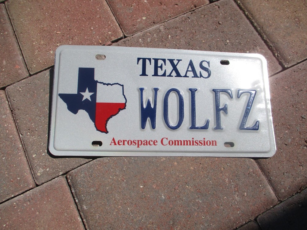 Texas Aerospace Commission  license plate  #  WOLFZ