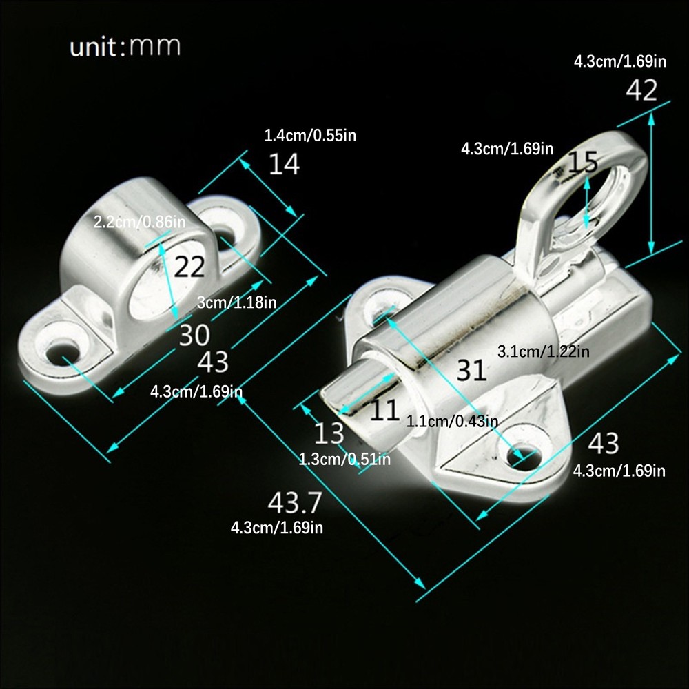 Silver Alloy Security Automatic Window Gate Lock Spring Bounce Door Bolt