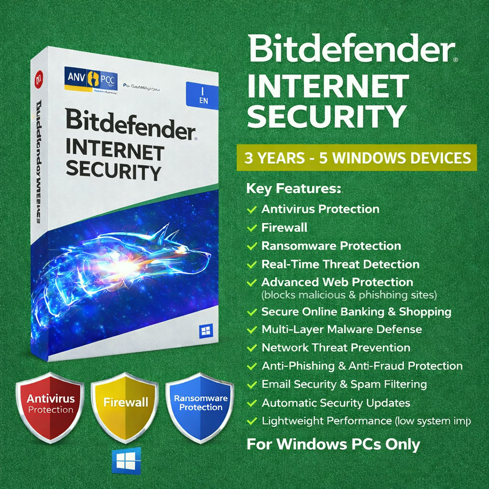 Bitdefender Internet Security - 3 Years 5 Windows Device +  Daily VPN