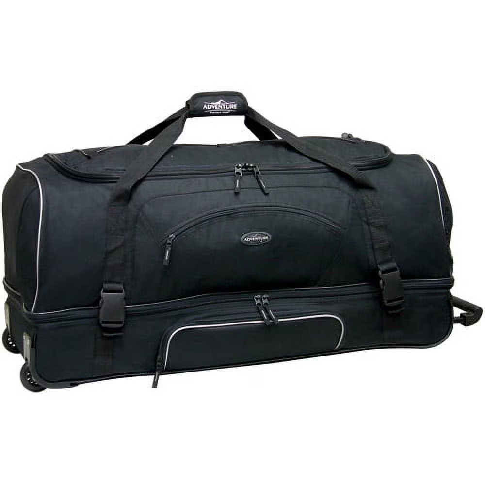 Large 36" Drop-Bottom Rolling Duffel with Telescopic Handle - Black