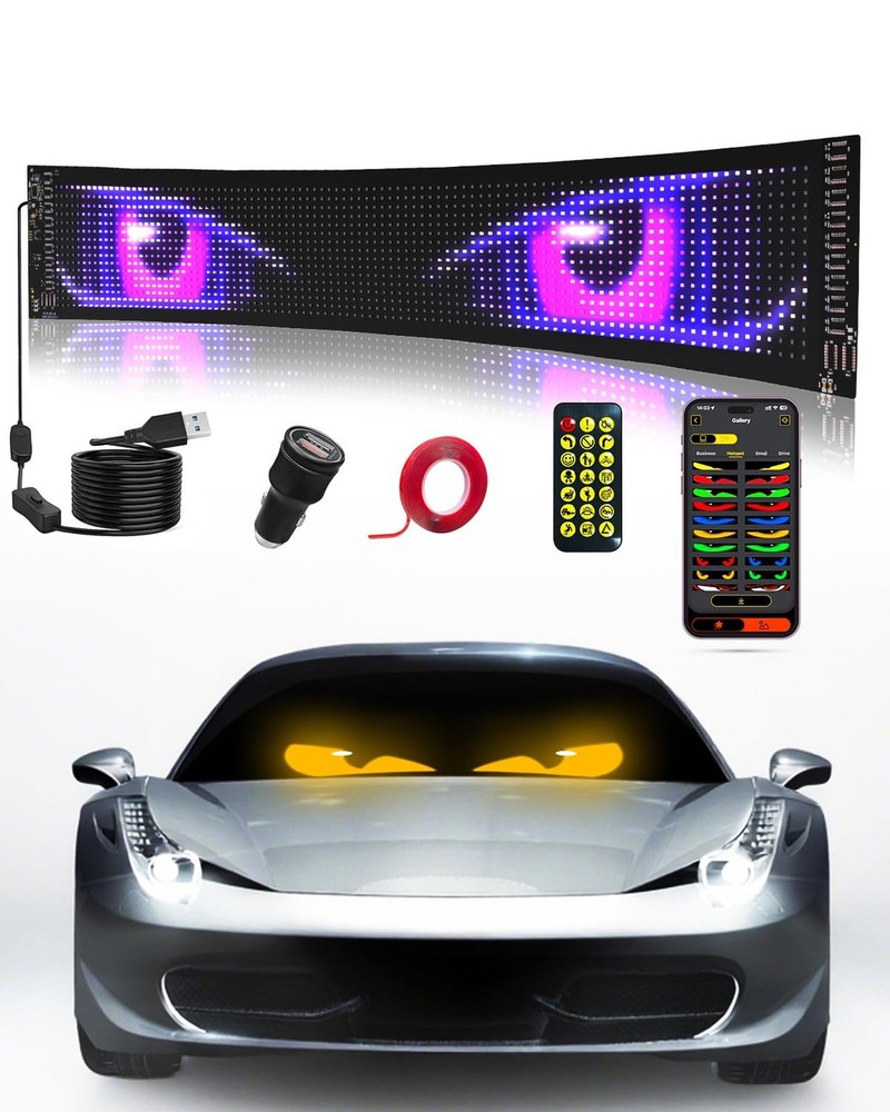Devil Eyes Light for Windshield: 23.4"x4.7" Programmable LED Signs with APP &...