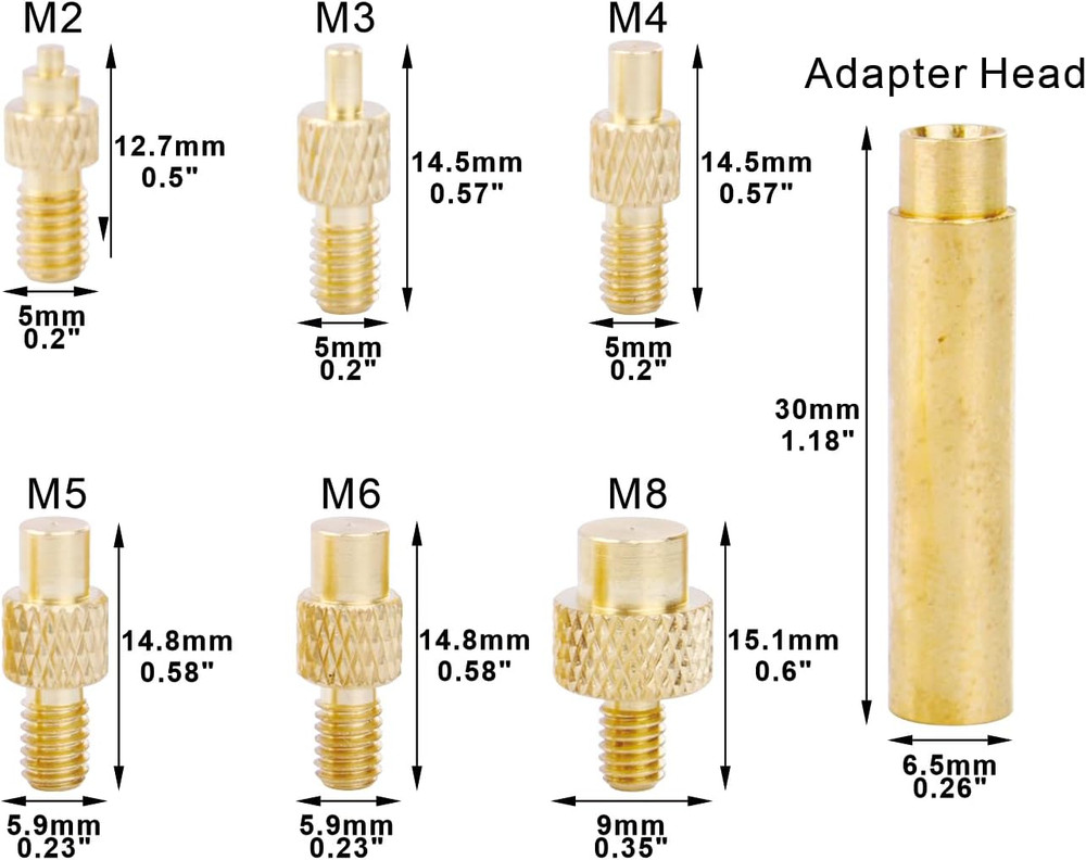Soldering Iron Tips for Heat-Set Inserts, 7-Pack Brass Tip & Adapter Kit Comp...
