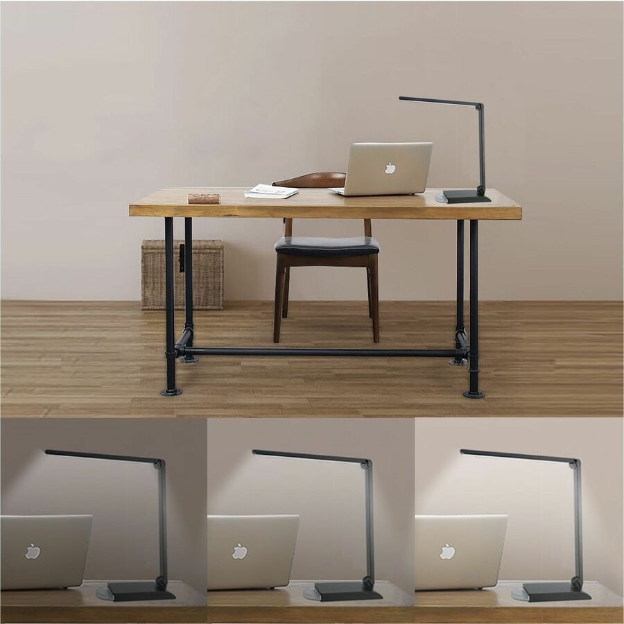 Lorell LLR13202 8W SMD LED Task Light USB Dimmable Black