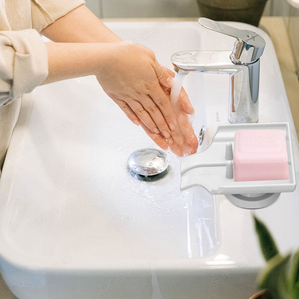 2cs Soap Dishes Holder Self Draining Leaf Shape Box Saver Suction Cup Bathroom