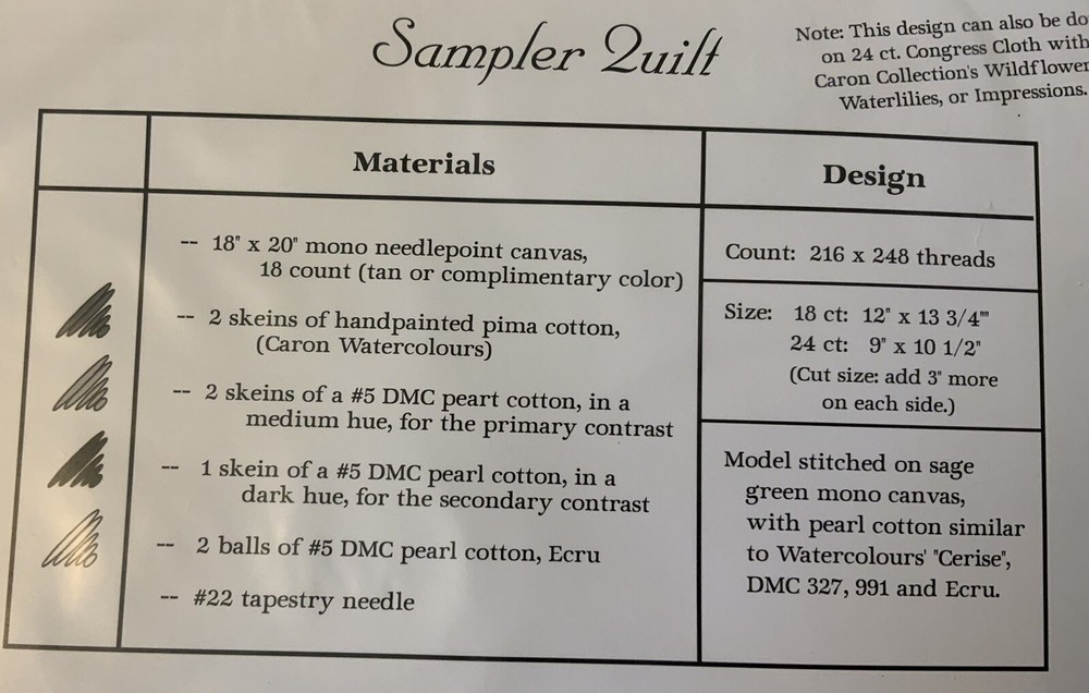 Laura J. Perin Needlepoint Chart “Sampler Quilt”