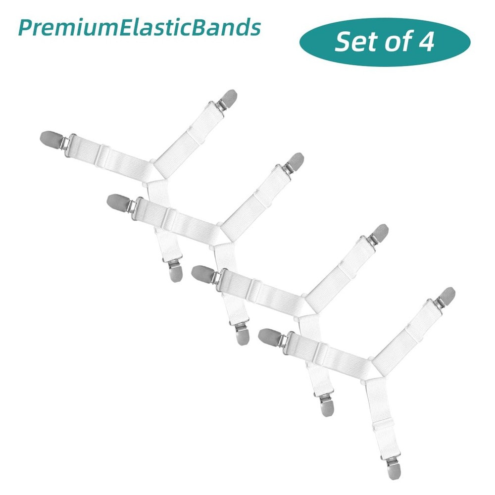 Bed Sheet Retainer Straps,Elasticated Adjustable Mattress Fitted Sheet Clips,...