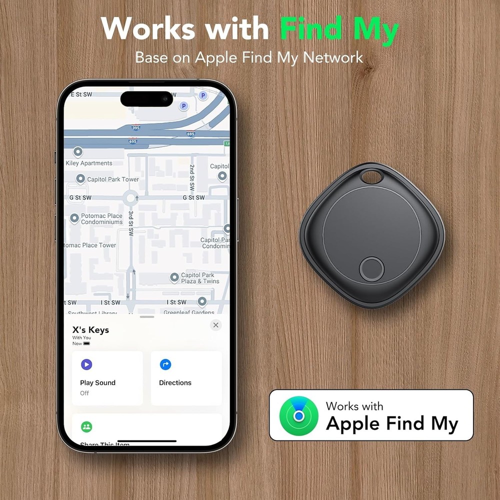 4 Pack - Air Tracker Tags, Bluetooth Tracker Works with Apple Find My APP (iOS)
