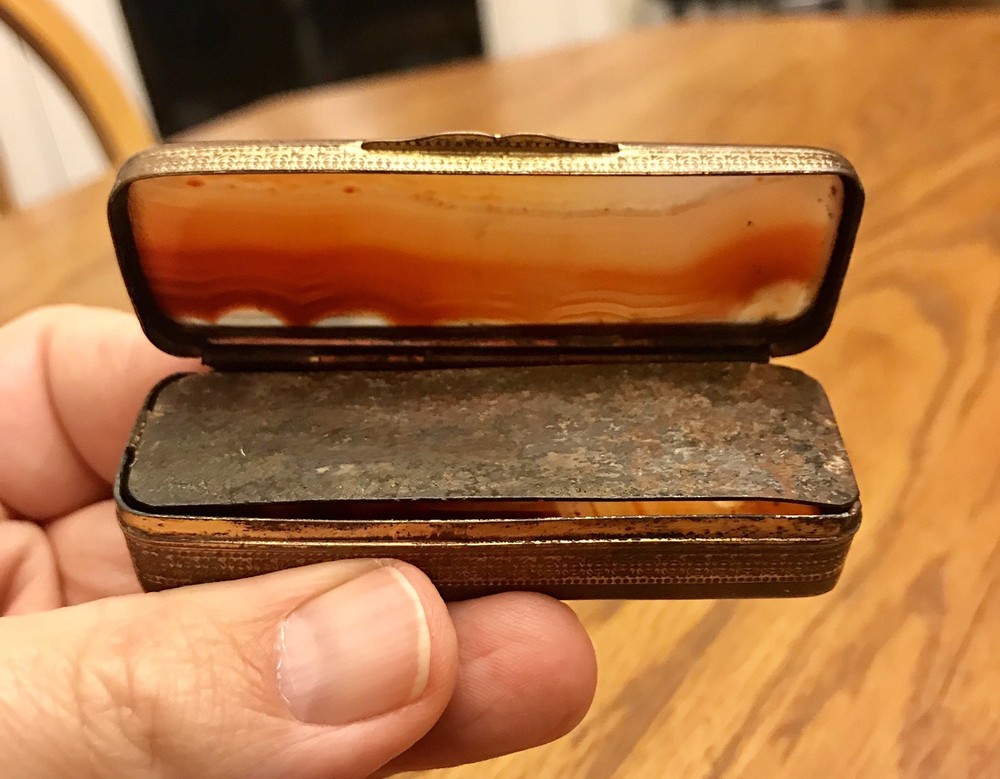 Victorian Brass & Agate Match Safe