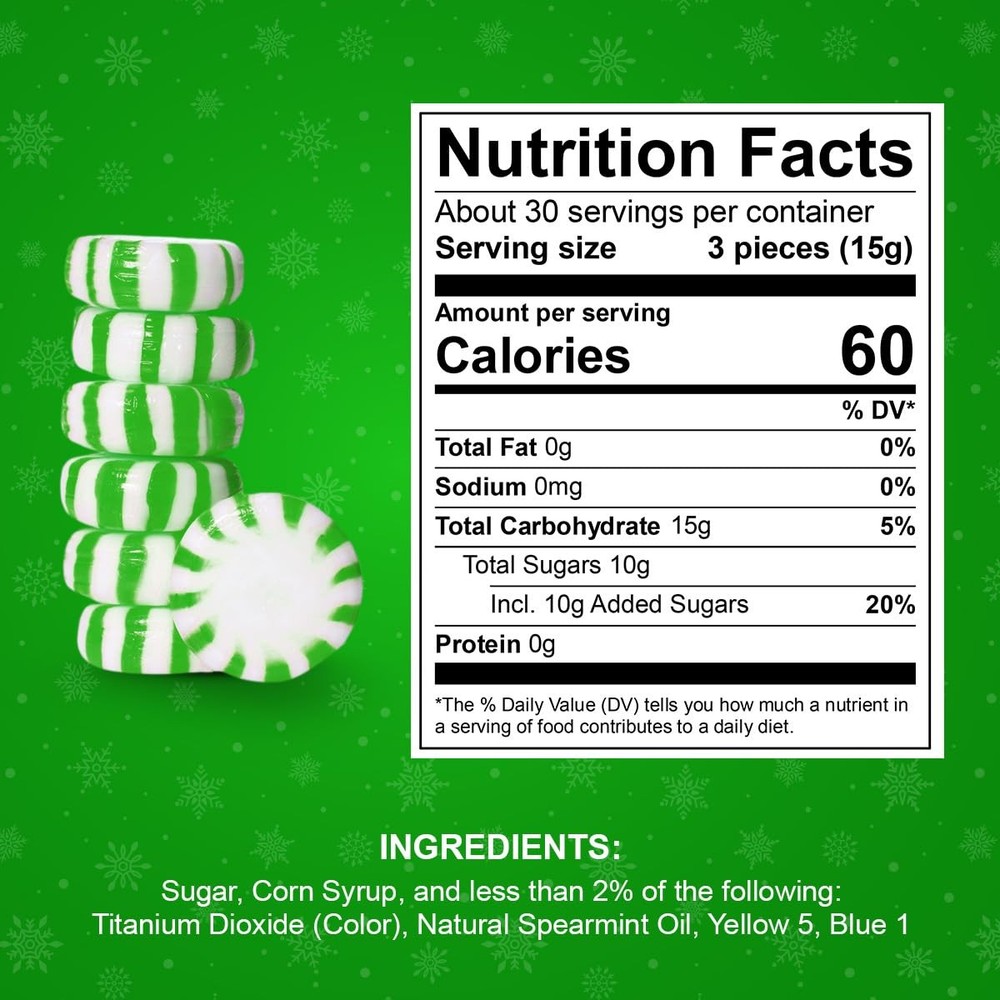Starlight Spearmint Candy Individually Wrapped, Mints Bulk 1 Pound