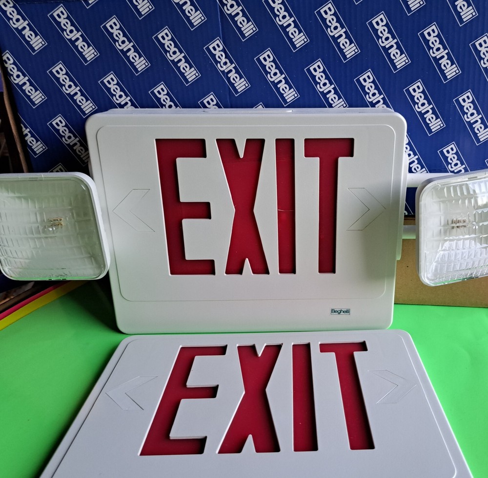 Beghelli Exit Lamp XCLRUW Thermoplastic Combo LED Exit & Emergency Lighting *NIB