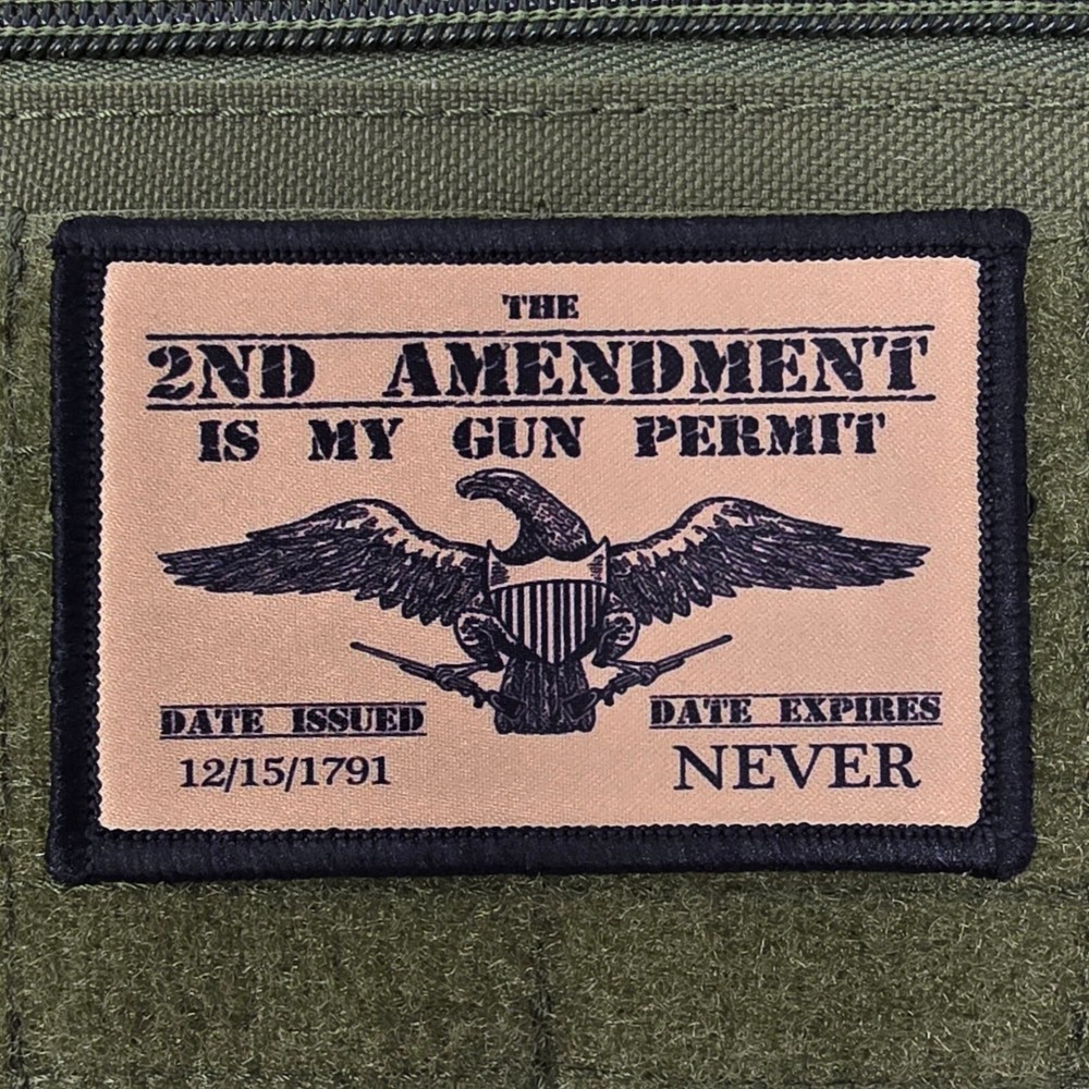 2nd Amendment Permit Patch Moral Tactical Military Army USA Flag Hook & Loop