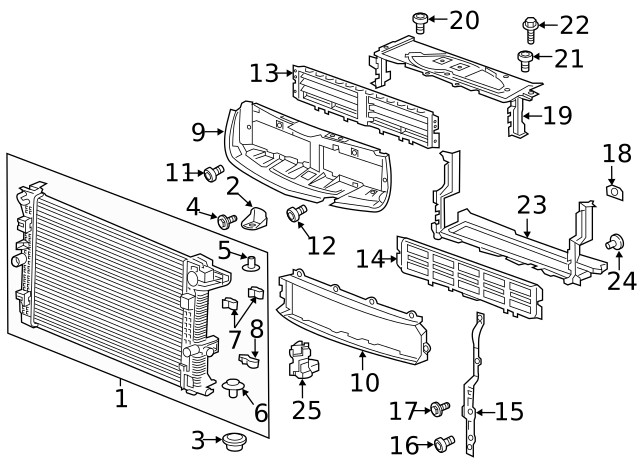 Genuine GM Passenger Side Front Bumper Shutter Bracket 22864687