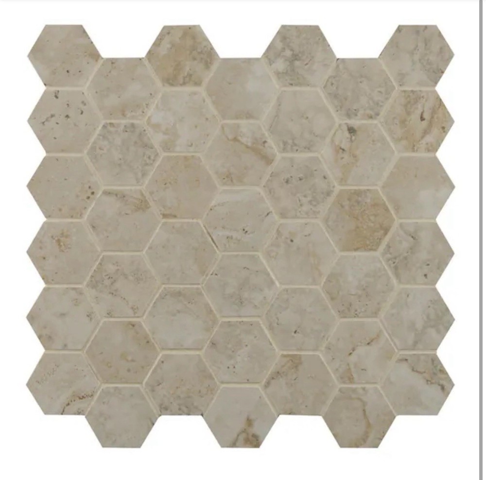 Romagna Almond Hexagon Porcelain Tile 2”x2”, Floor & Wall, 8 sq.ft./Case