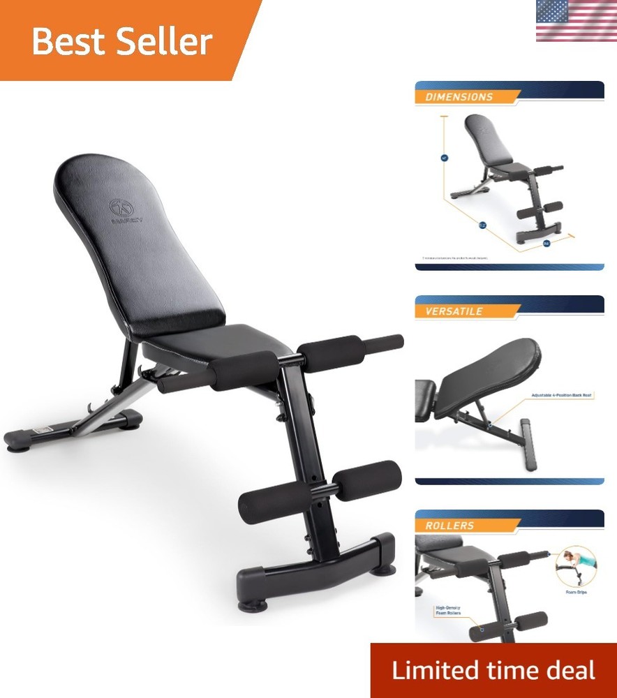 All-in-One Adjustable Workout Bench - Incline, Decline, Flat Exercises - Black