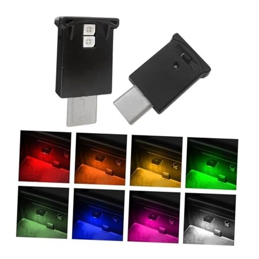 2 Pcs Mini USB LED Ambient Light, Adjustable 8 Colors RGB Dynamic Gradient
