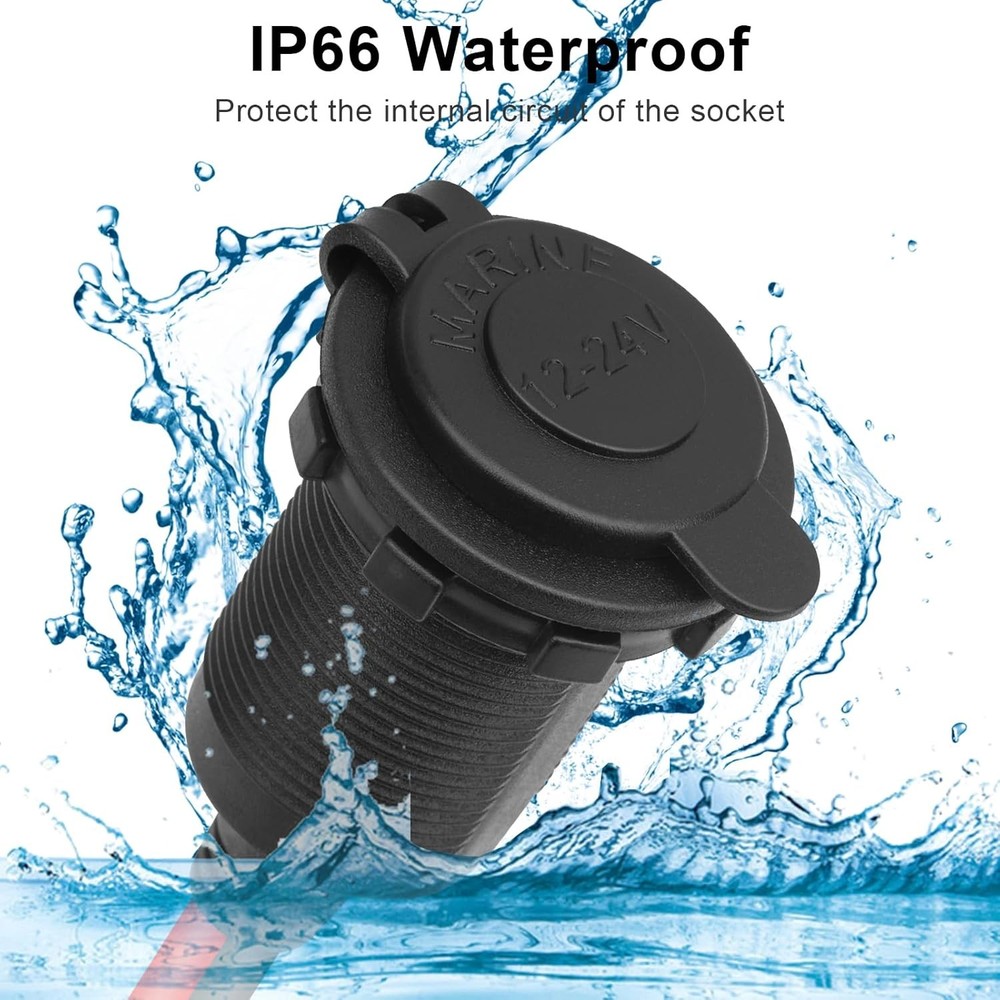 4FT 12V/24V Fixed Thread Cigarette Lighter Socket Extension Cable with Perforate