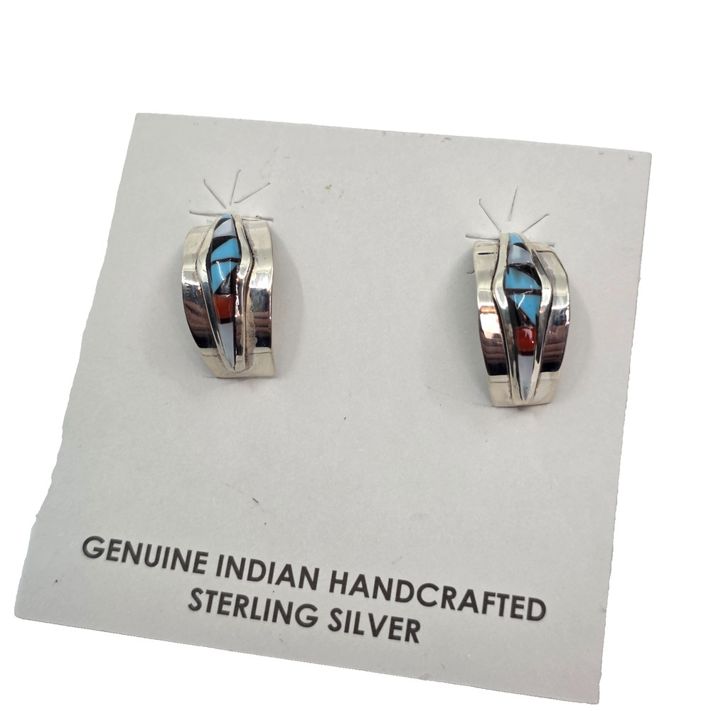 Clinton Malani Zuni Assorted Stone Sterling Silver Post Back Earrings