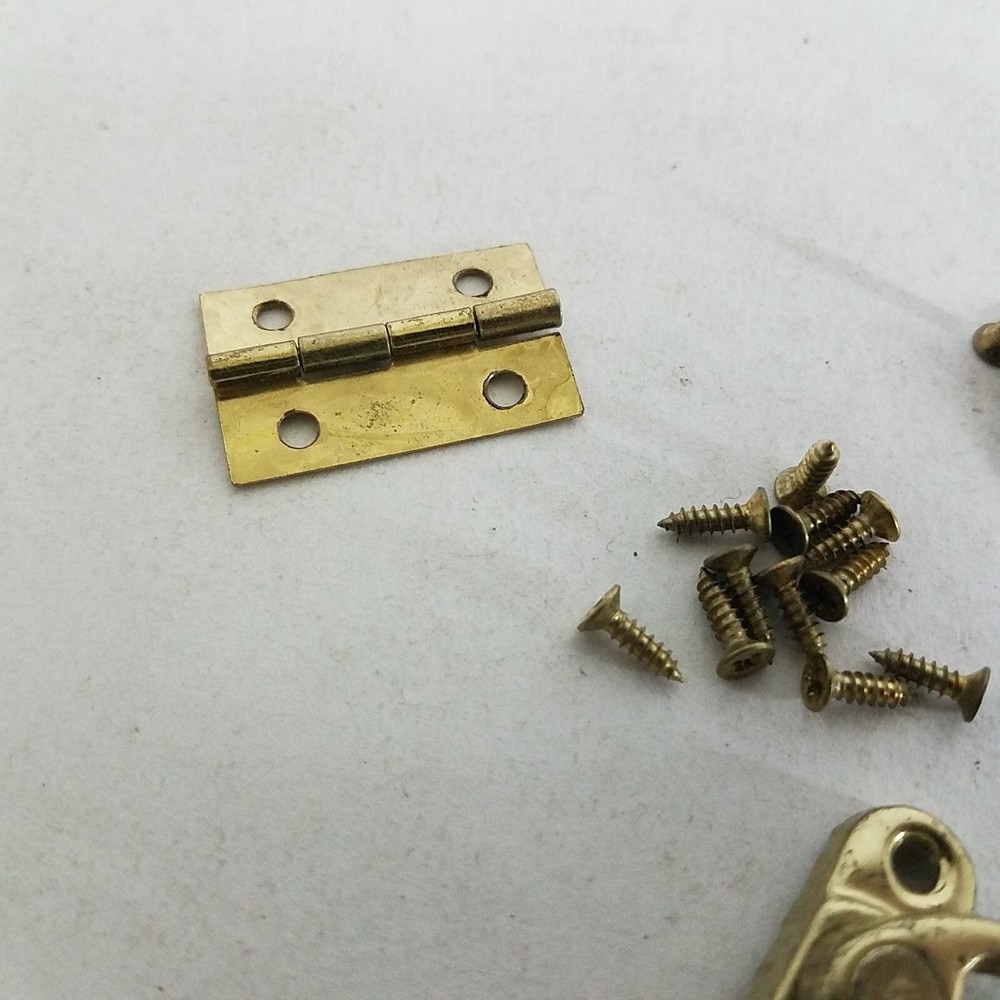 Latch And Hinge Set For Box Lid Brass