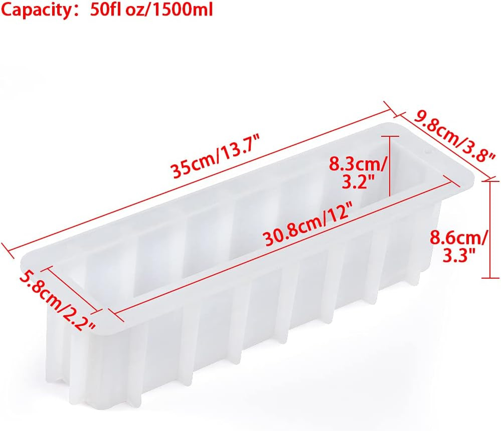 Loaf Soap Mold, 12" Large Rectangular Silicone Mold, Swirl Making Tool for DI...