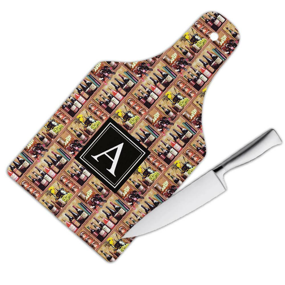 Gift Cutting Board : Bottle Stand Red Wine Champagne Kitchen Pattern Grapes