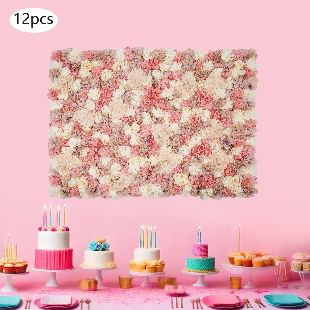 12pcs Artificial Flower Wall Panel Artificial Flower Wall Backdrop 11.81*11.81in