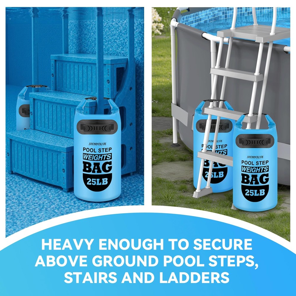 2 Pack 25lb Heavy Duty Pool Ladder Weights Universal Above Ground Pool Step S...