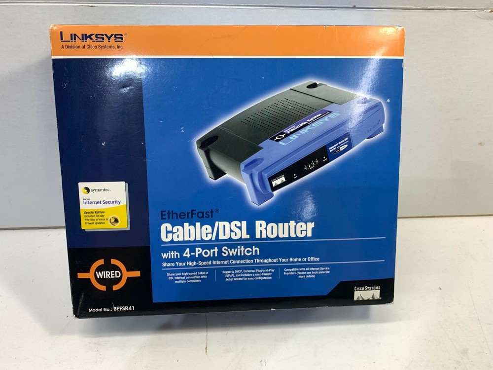 Linksys Etherfast Cable DSL router switch 4 ports BEFSR41 NEW
