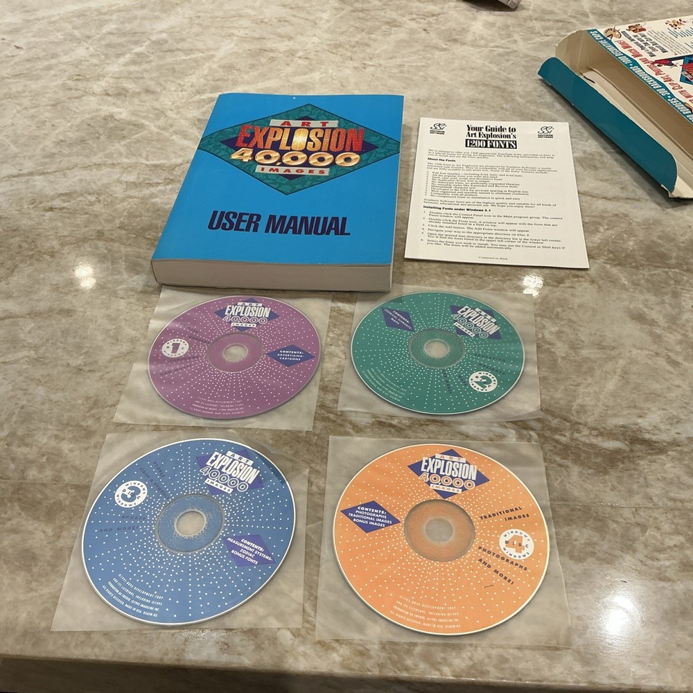ART EXPLOSION 40,000 Images (4 Discs) 1995 - PC Big Box Software