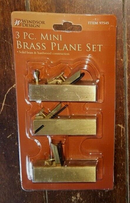 3pc Mini Brass Plane Set ~Solid Brass & Hardwood Construction~ #97545