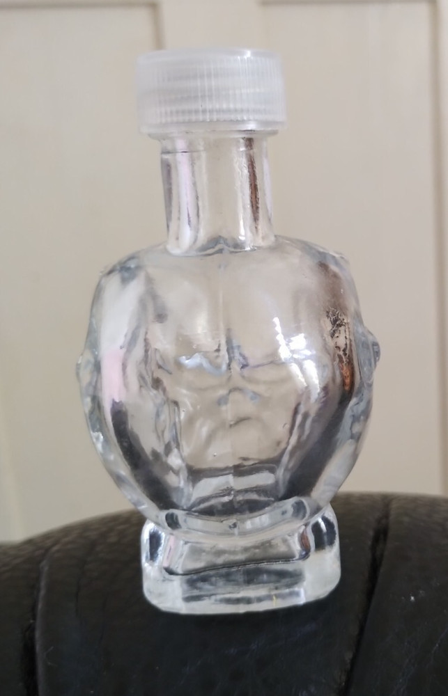 ALIEN HEAD SMALL EMPTY GLASS BOTTLE WITH SCREW ON LID