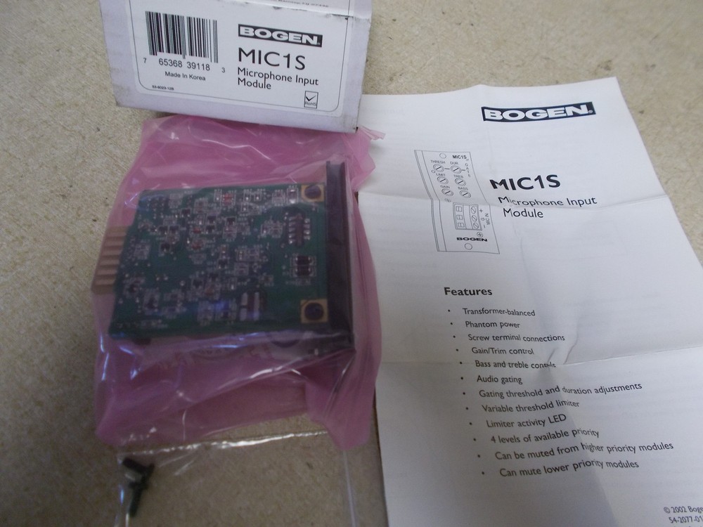 NEW Bogen MIC1S Microphone Input Module *FREE SHIPPING*
