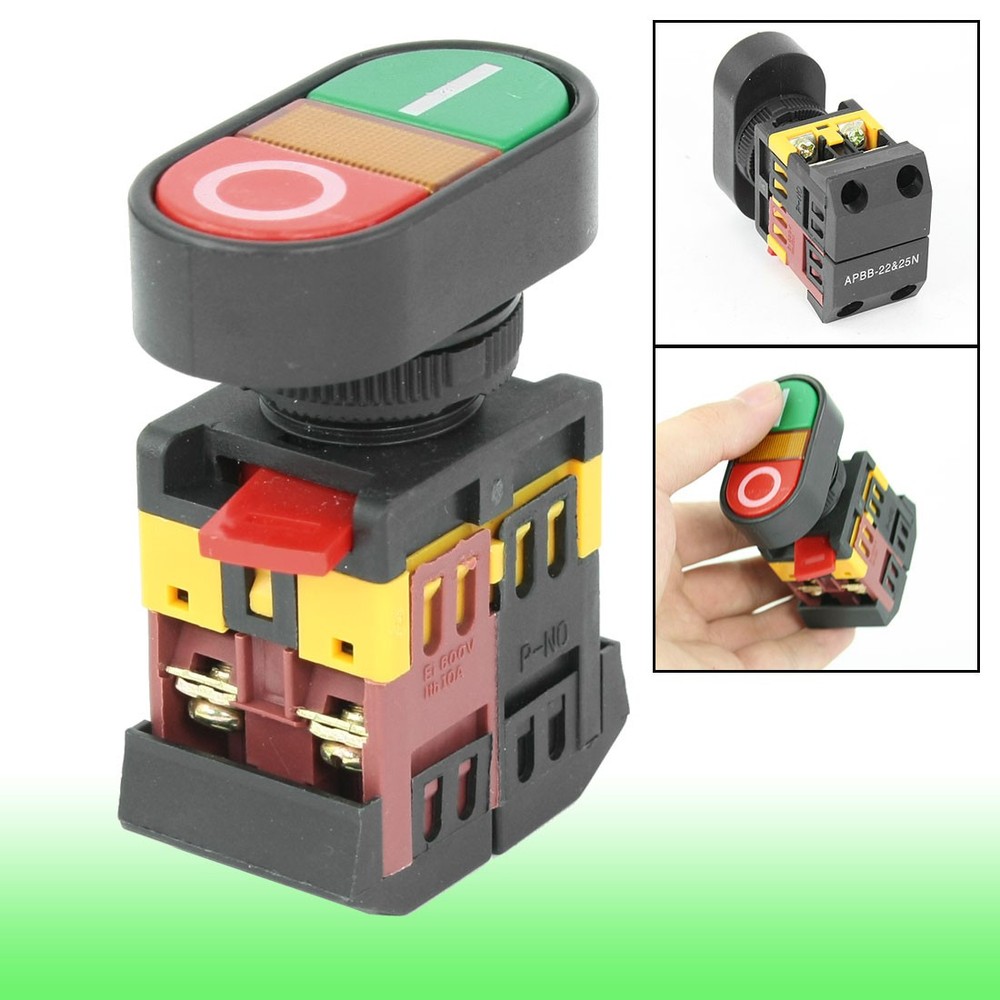 ON-OFF START STOP Push Button Light Indicator Momentary Switch AC 600V 10A