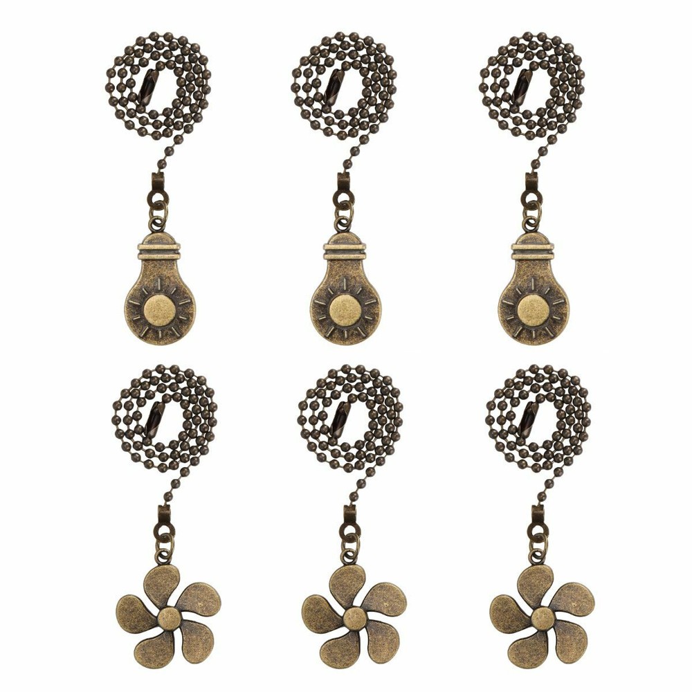6Pcs Ceiling Fan Light Bulb Pull Chain Beaded Ball Extension Connector Decor 12"