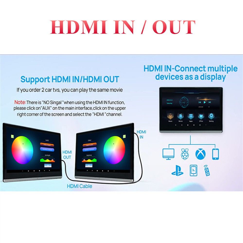 2Pcs Headrest Monitors Car Rear Seat Multimedia MP5 Player Display Touch Screen