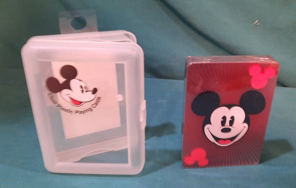Disney Mickey Mouse Playing Card Deck in a Clear  Plastic Case NEW