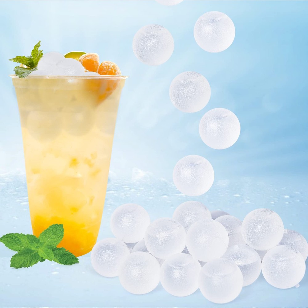 100 Pack Reusable Ice Cube for Drinks, Clear Round 100 Pack, Transparent