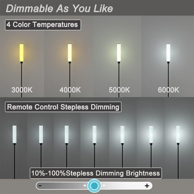 LED Floor Lamp 360° Brightness Adjustable Remote Control Modern Lighting New