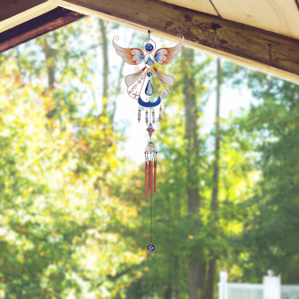 Blue Angel Wind Chime with Copper Gem 33" Long