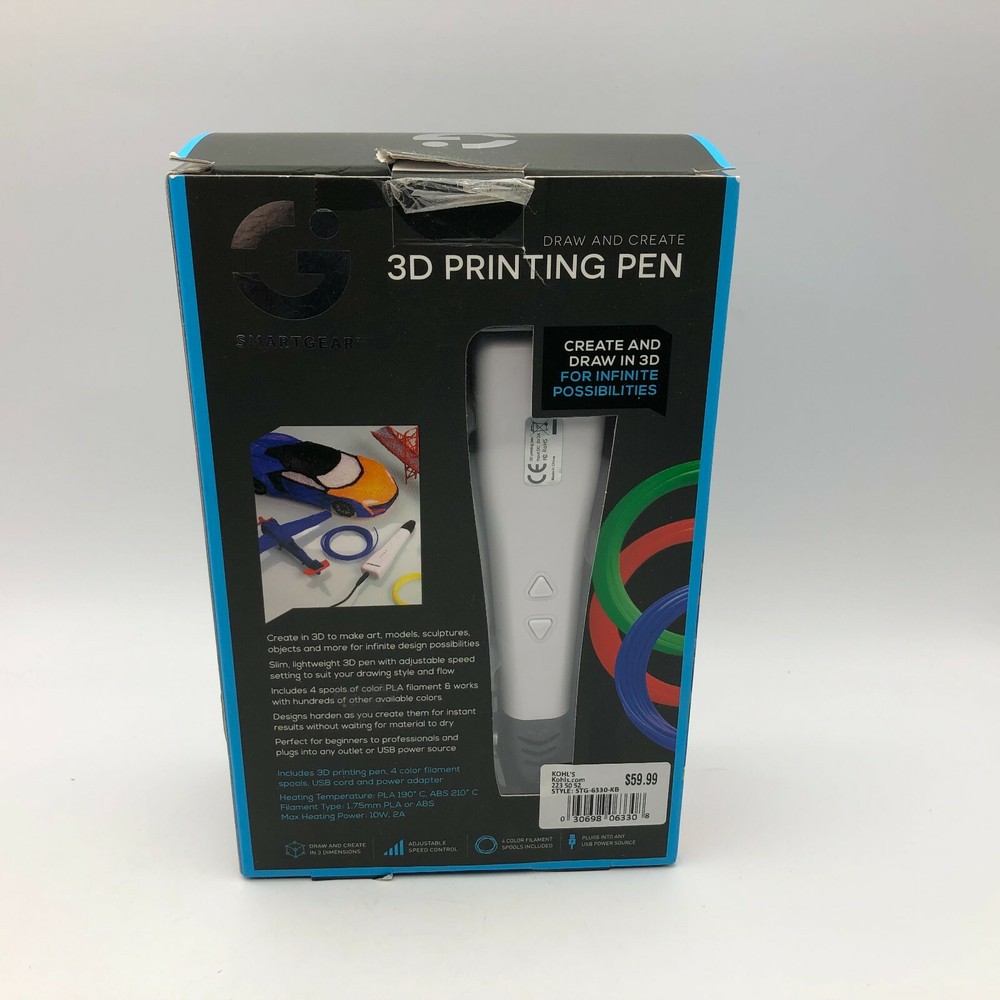 Smartgear Draw + Create 3D Printing Pen New Open Damaged Box J2