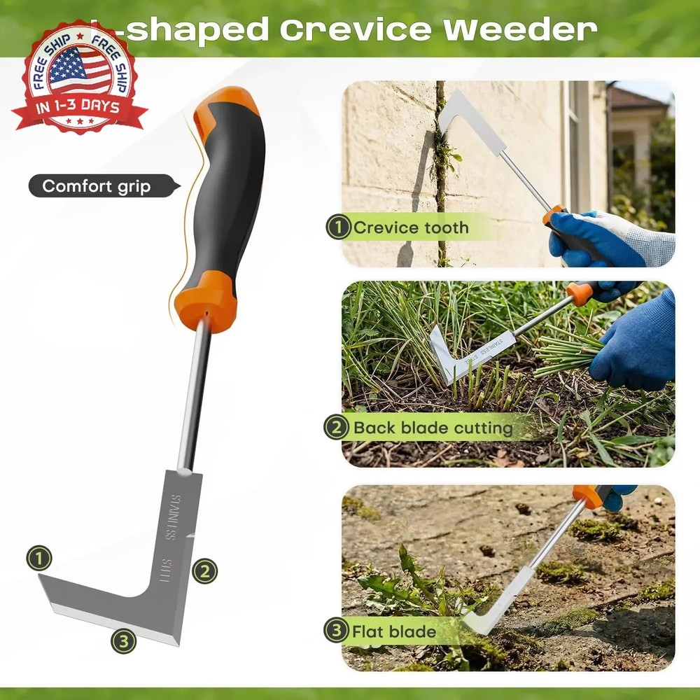 fishark Weed Puller Tool Set, 3 Pack Manual Weed Puller with Ergonomic Handle, S