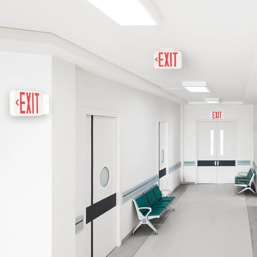 Amazon Basics LED Emergency Exit Sign, Double Face, Fire Resistant, UL Certified