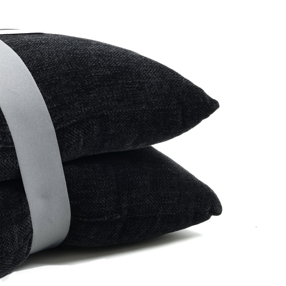 Mainstays 18" x 18" Solid Chenille Black Polyester Decorative Pillow Set 2 Count