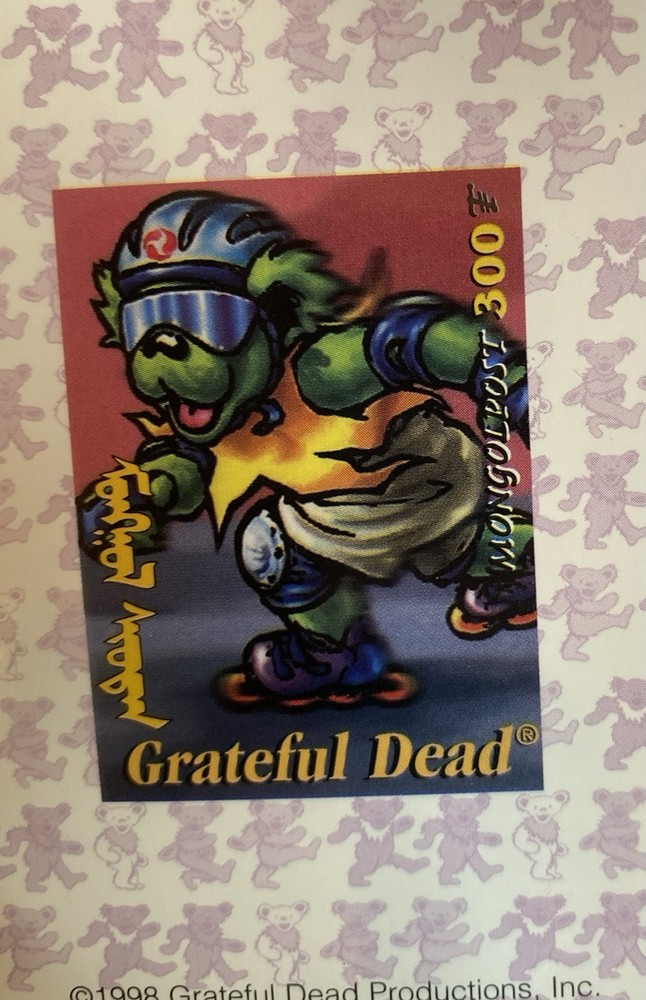 Grateful Dead Roller Blade Bear Stamp Certificate of Authenticity Mongolia 1998