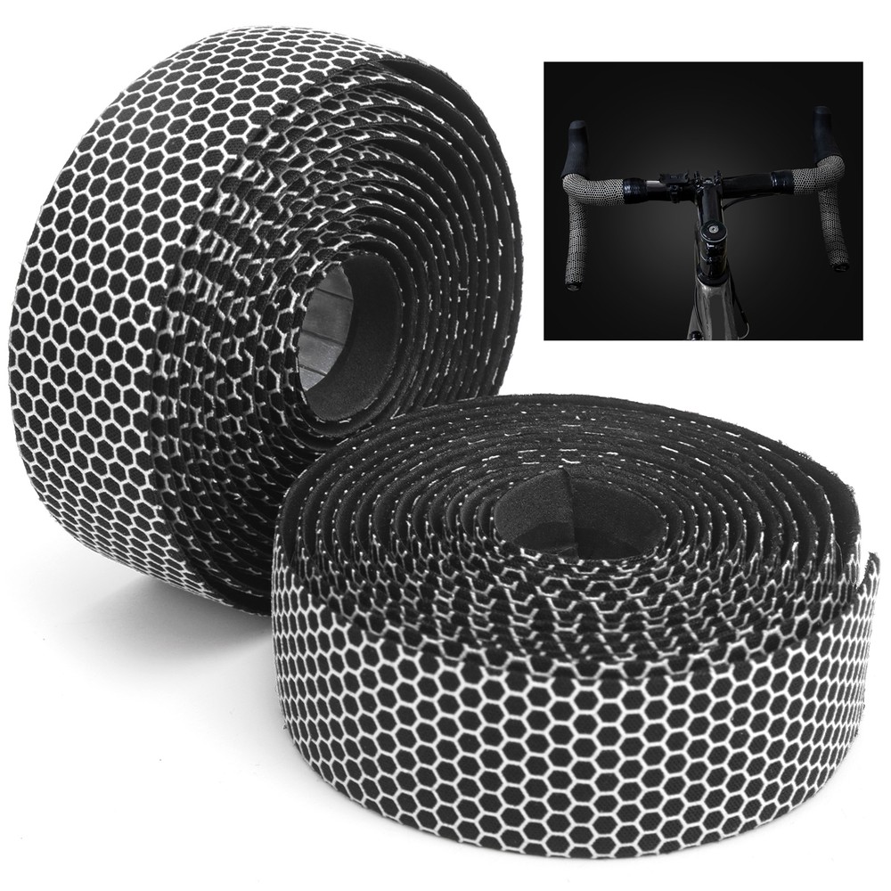 (Black White)1 Pair Handlebar Tape AntiSlip Elastic Cycli CH