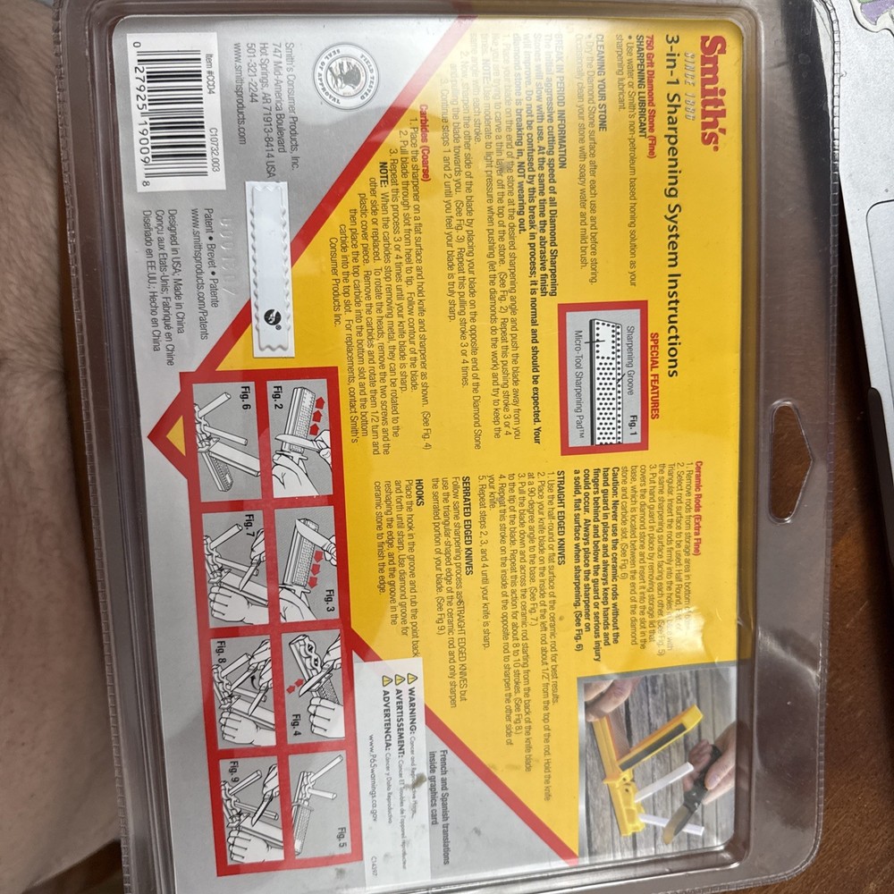 New! Smith's Sharpener Diamond 3-in-1 Knife Tool Hook Sharpening System CCD4