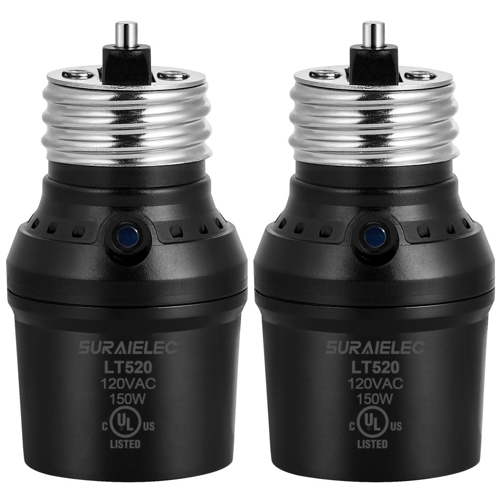 Suraielec Light Sensor Socket, Automatic Dusk to Dawn Socket with Black